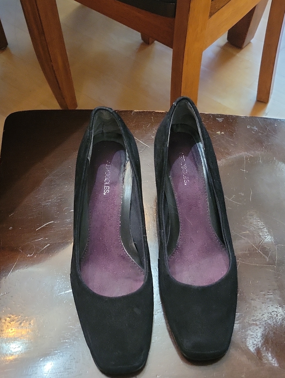 Aerosoles Black Suede Wedge Heels Pumps 8m5M